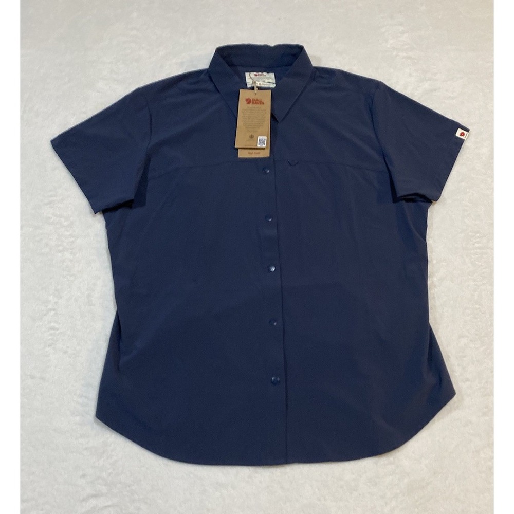 Fjallraven HIGH COAST LITE SHIRT SS Womens Size XL Regular Fit Navy Blue NWT 75$